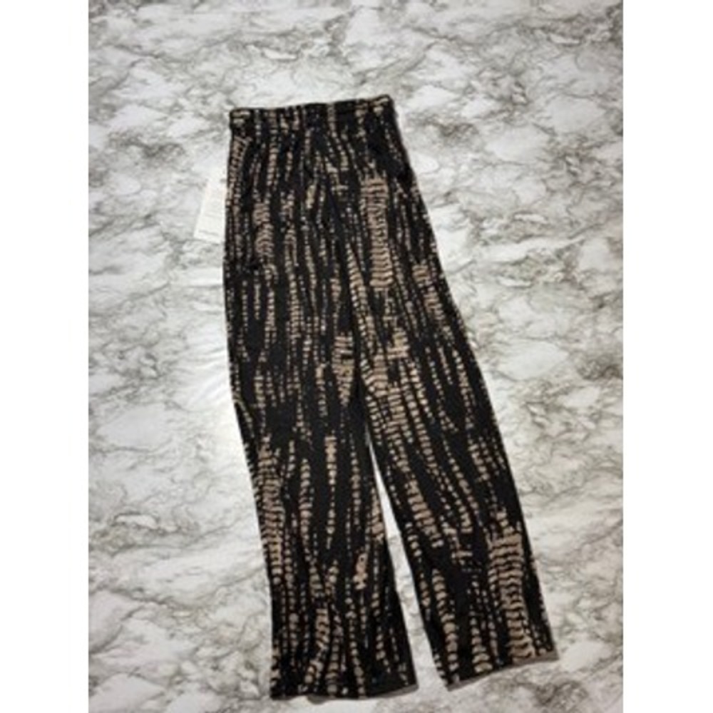 Love Poem Wide Leg Lounge Pants - Black and Beige Tie Dye Print - Casual - Picture 4 of 6
